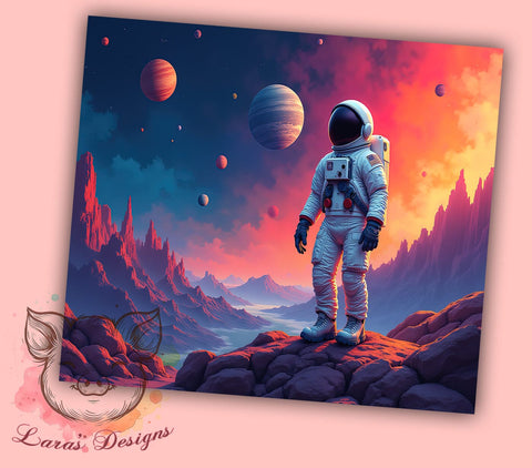 Galaxy 20 oz Skinny Tumbler Sublimation Design, Straight & Tapered Tumbler Png, Astronaut Space Tumbler Png, Digital Download PNG Sublimation Lara' s Designs 