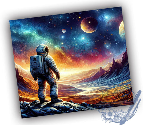 Galaxy 20oz Skinny Tumbler PNG, Astronaut Space Tumbler Sublimation Wrap, Straight & Tapered Tumbler Wrap, Instant Digital Download Sublimation ToriDesigns 