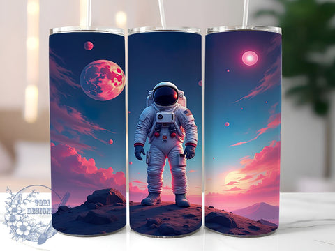 Galaxy 20oz Skinny Tumbler PNG, Astronaut Space Tumbler Sublimation Wrap, Straight & Tapered Tumbler Wrap, Instant Digital Download Sublimation ToriDesigns 