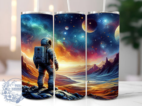 Galaxy 20oz Skinny Tumbler PNG, Astronaut Space Tumbler Sublimation Wrap, Straight & Tapered Tumbler Wrap, Instant Digital Download Sublimation ToriDesigns 