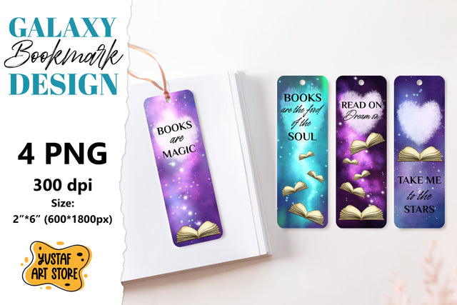 Galaxy Bookmark printable design. Book quote 4 design PNG Sublimation Yustaf Art Store 