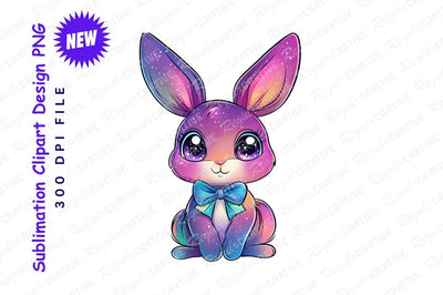 Galaxy Bunny With Bow Clipart Png Sublimation Regulrcrative 