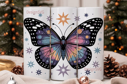Galaxy Butterfly 20oz Tumbler Wrap Sublimation DesignSVG 