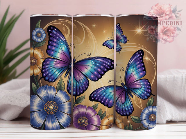 Galaxy Butterfly Cosmic Floral Tumbler, Seamless Floral Wrap, 20oz Sublimation PNG, Cosmic Butterflies Cup, Starry Flower Mug, Ethereal Drinkware Design, Space Garden Tumbler Sublimation Li Zamperini 