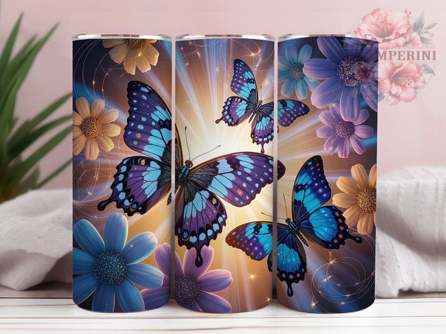 Galaxy Butterfly Cosmic Floral Tumbler, Seamless Floral Wrap, 20oz Sublimation PNG, Cosmic Butterflies Cup, Starry Flower Mug, Ethereal Drinkware Design, Space Garden Tumbler Sublimation Li Zamperini 