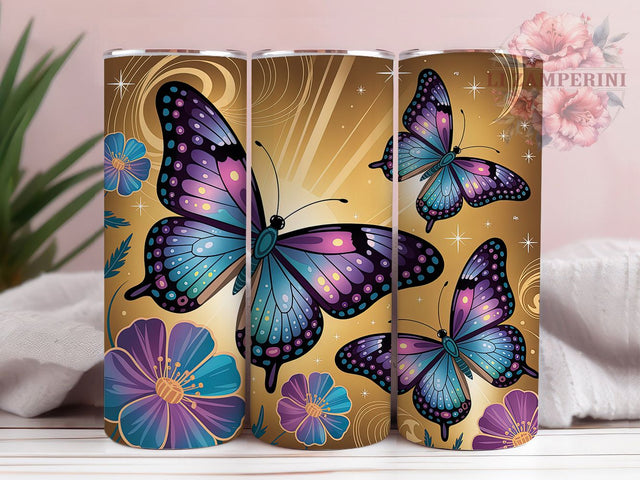Galaxy Butterfly Cosmic Floral Tumbler, Seamless Floral Wrap, 20oz Sublimation PNG, Cosmic Butterflies Cup, Starry Flower Mug, Ethereal Drinkware Design, Space Garden Tumbler Sublimation Li Zamperini 