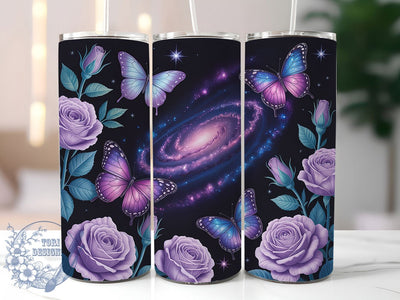 Galaxy Butterfly Neon 20oz Tumbler, Neon Floral Cup Wrap, Cosmic Butterfly Design, Sublimation Tumbler Wrap, 20Oz Tumbler Design, Artistic Fantasy Cup, Stylish Neon Galaxy Wrap Sublimation ToriDesigns 