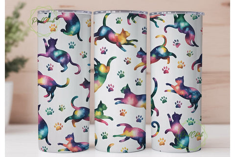 Galaxy Cat Paw Print 20oz Tumbler Wrap Sublimation PixelChick 