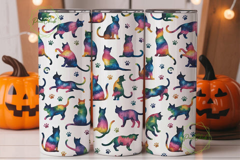 Galaxy Cat Paw Print 20oz Tumbler Wrap Sublimation PixelChick 