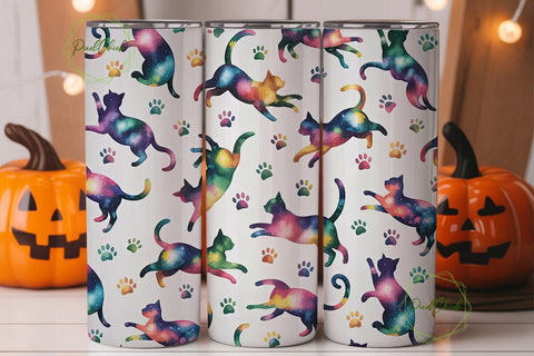 Galaxy Cat Paw Print 20oz Tumbler Wrap Sublimation PixelChick 