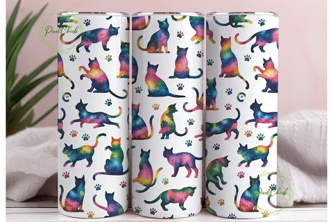 Galaxy Cat Paw Print 20oz Tumbler Wrap Sublimation PixelChick 