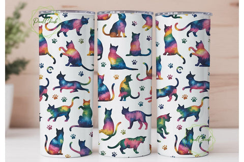 Galaxy Cat Paw Print 20oz Tumbler Wrap Sublimation PixelChick 