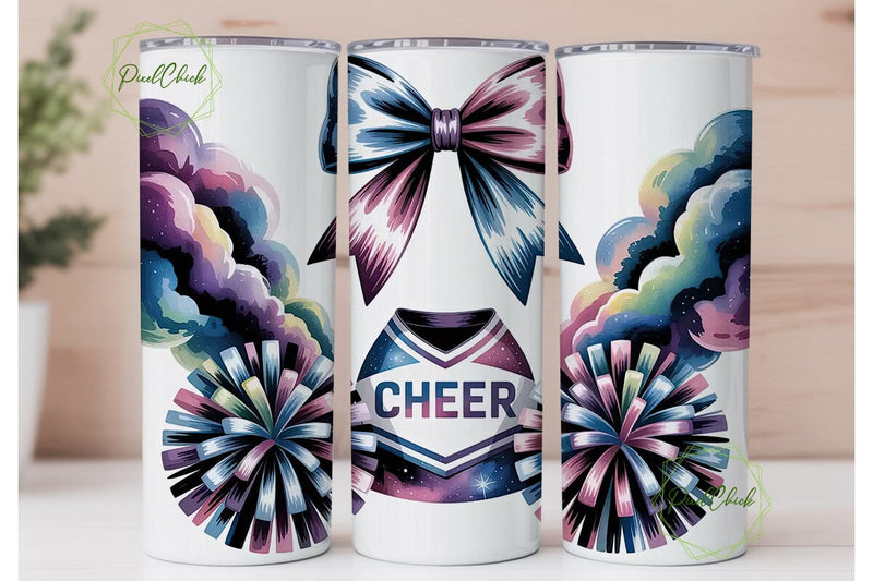 Galaxy Cheerleader 20oz Tumbler Wrap Sublimation PixelChick 