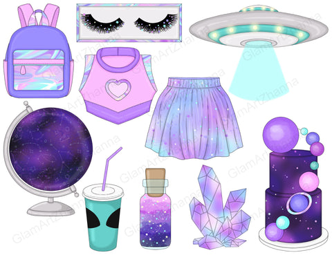 Galaxy Clipart | Space Clipart Bundle SVG GlamArtZhanna 