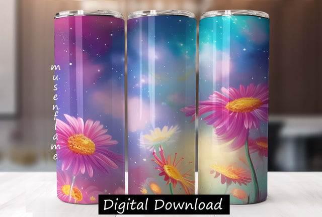 Galaxy Daisies | Straight Sublimation Tumbler Design 20oz, 30oz Sublimation MFsublimationdesign 