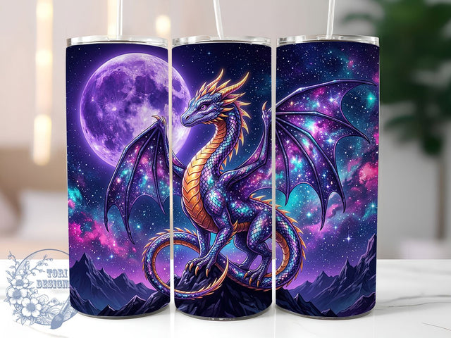 Galaxy Dragon Moon 20oz Tumbler, Galaxy Dragon, Dragon Moon, Dragon Tumbler, 20oz Tumbler, Galaxy Tumbler, Moon Tumbler, Tumbler Wrap Sublimation ToriDesigns 