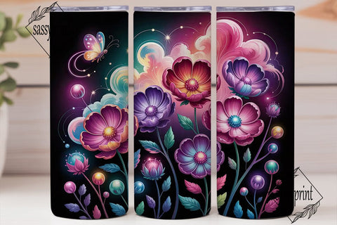 Galaxy Floral 20oz Tumbler Wrap Sublimation sassyprint 