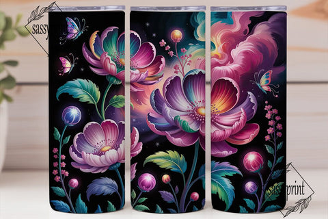 Galaxy Floral 20oz Tumbler Wrap Sublimation sassyprint 