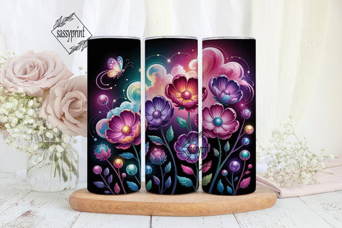 Galaxy Floral 20oz Tumbler Wrap Sublimation sassyprint 