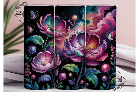 Galaxy Floral 20oz Tumbler Wrap Sublimation sassyprint 