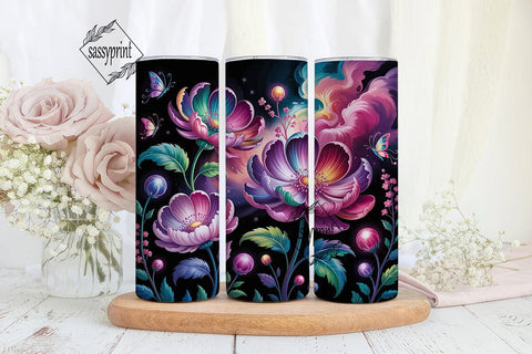 Galaxy Floral 20oz Tumbler Wrap Sublimation sassyprint 