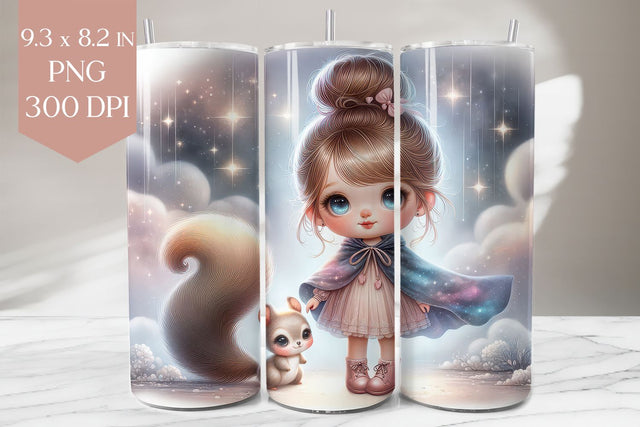 Galaxy Girl & Squirrel Tumbler Wrap Sublimation BijouBay 