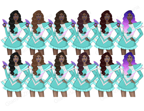 Galaxy GIRLS Space Cosmic Astronomy Planet Kawaii Astral PNG SVG GlamArtZhanna 