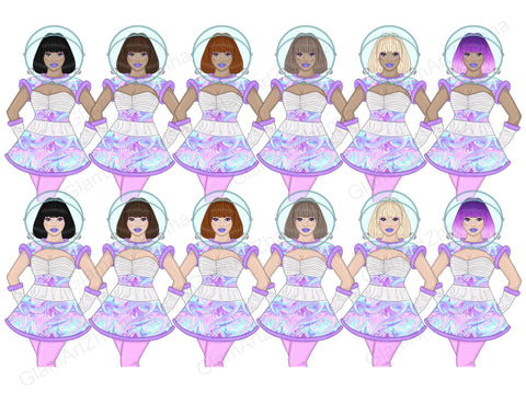 Galaxy GIRLS Space Cosmic Astronomy Planet Kawaii Astral PNG SVG GlamArtZhanna 