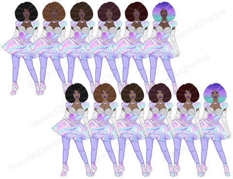 Galaxy GIRLS Space Cosmic Astronomy Planet Kawaii Astral PNG SVG GlamArtZhanna 