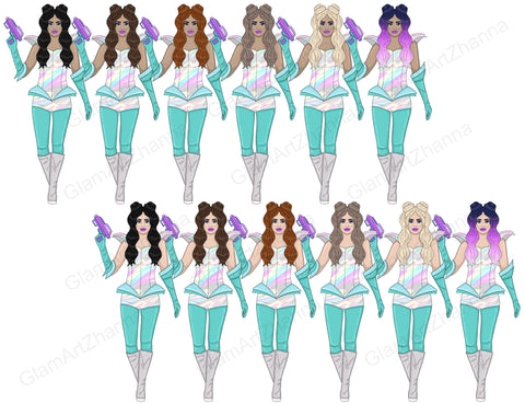 Galaxy GIRLS Space Cosmic Astronomy Planet Kawaii Astral PNG SVG GlamArtZhanna 