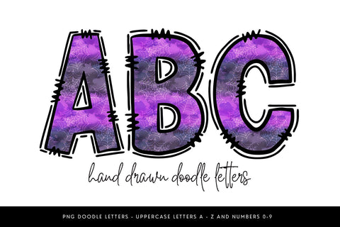 Galaxy Halloween Alphabet PNG, Purple Spiderweb Sublimation BijouBay 