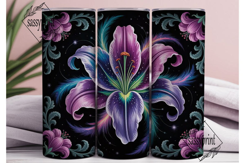 Galaxy Lily 20oz Tumbler Wrap Sublimation sassyprint 