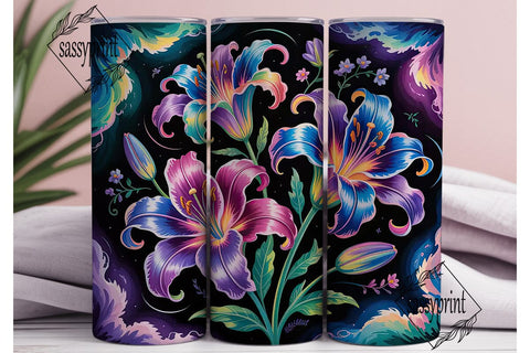 Galaxy Lily 20oz Tumbler Wrap Sublimation sassyprint 