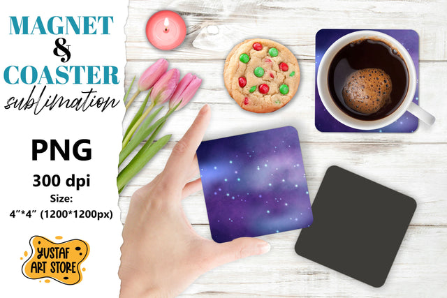 Galaxy magnet/Galaxy coaster. Galaxy sublimation design Sublimation Yustaf Art Store 