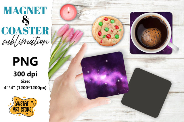 Galaxy magnet/Galaxy coaster. Galaxy sublimation design Sublimation Yustaf Art Store 