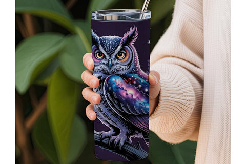 Galaxy Owl 20oz Tumbler Wrap Sublimation DesignSVG 