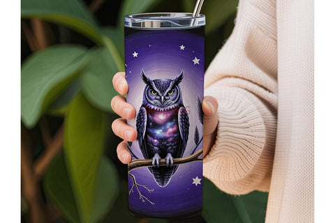 Galaxy Owl 20oz Tumbler Wrap Sublimation DesignSVG 