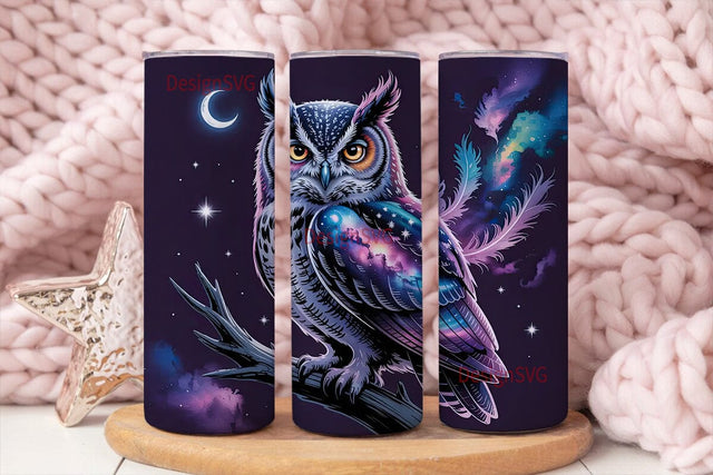 Galaxy Owl 20oz Tumbler Wrap Sublimation DesignSVG 