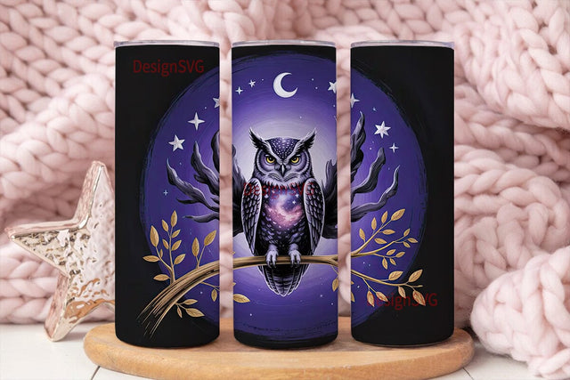 Galaxy Owl 20oz Tumbler Wrap Sublimation DesignSVG 
