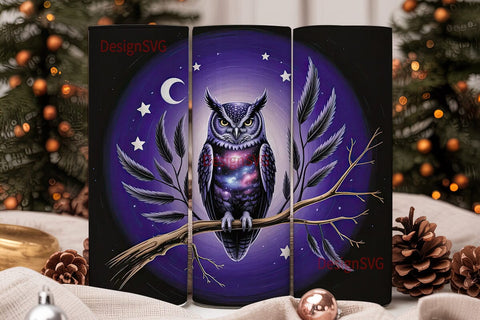 Galaxy Owl 20oz Tumbler Wrap Sublimation DesignSVG 