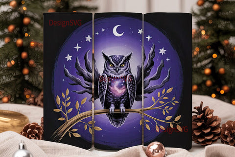 Galaxy Owl 20oz Tumbler Wrap Sublimation DesignSVG 