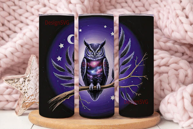 Galaxy Owl 20oz Tumbler Wrap Sublimation DesignSVG 