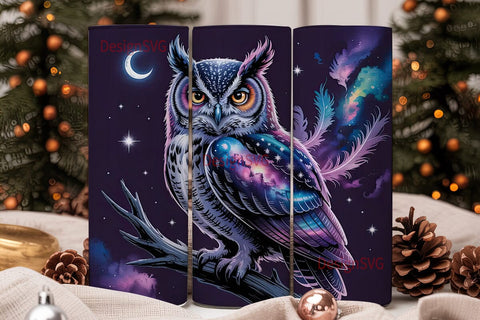 Galaxy Owl 20oz Tumbler Wrap Sublimation DesignSVG 