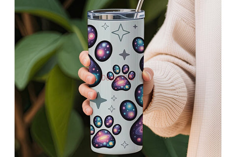 Galaxy Paw Print 20oz Tumbler Wrap Sublimation DesignSVG 