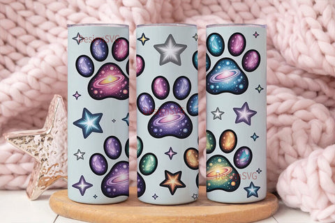 Galaxy Paw Print 20oz Tumbler Wrap Sublimation DesignSVG 