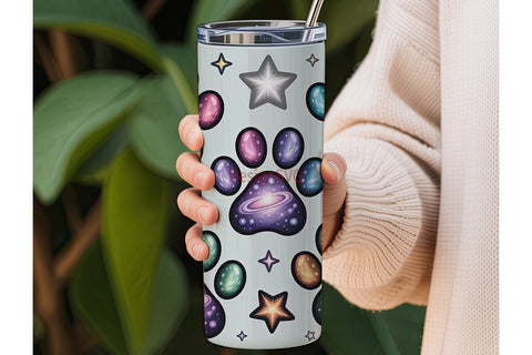 Galaxy Paw Print 20oz Tumbler Wrap Sublimation DesignSVG 