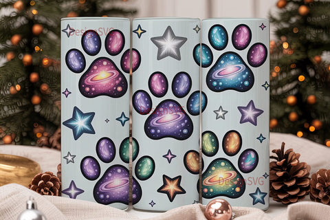 Galaxy Paw Print 20oz Tumbler Wrap Sublimation DesignSVG 