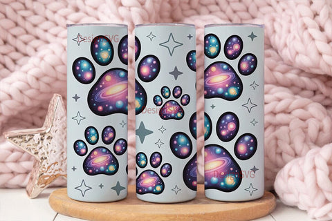 Galaxy Paw Print 20oz Tumbler Wrap Sublimation DesignSVG 
