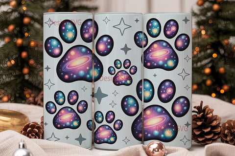 Galaxy Paw Print 20oz Tumbler Wrap Sublimation DesignSVG 