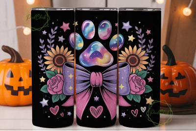 Galaxy Paw Print & Sunflower Bow Tumbler Sublimation PixelChick 
